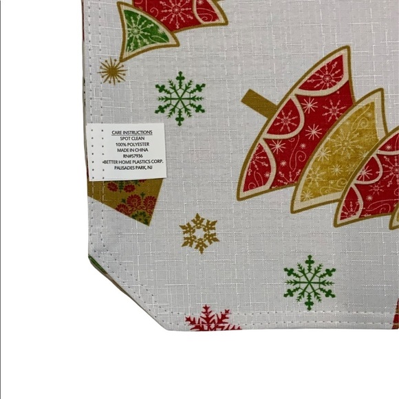 Christmas Printed Linen Fabric Placemats Reversible Holiday 12X18 in White Multi - Picture 3 of 11